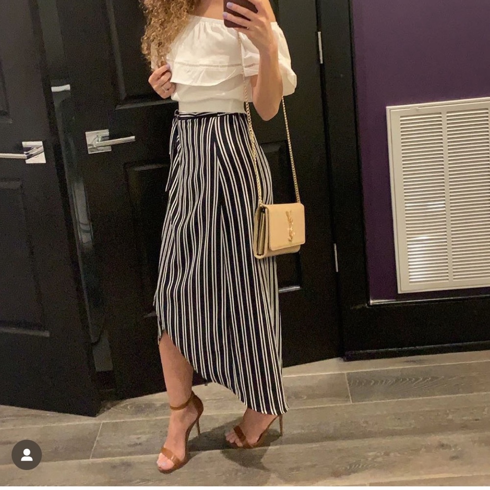 2 piece outfit off the shoulder top and midi skirt